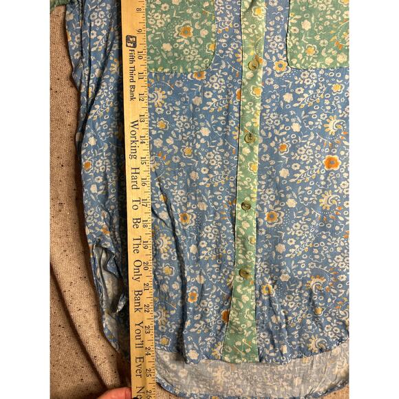 Anthropologie Pilcro Patchwork Floral Sheer Button Down XXS Boho Cottagecore - Picture 5 of 6